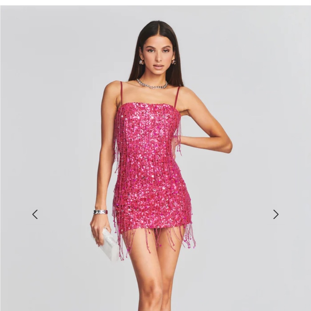 retrofete heather sequin star fringe dress